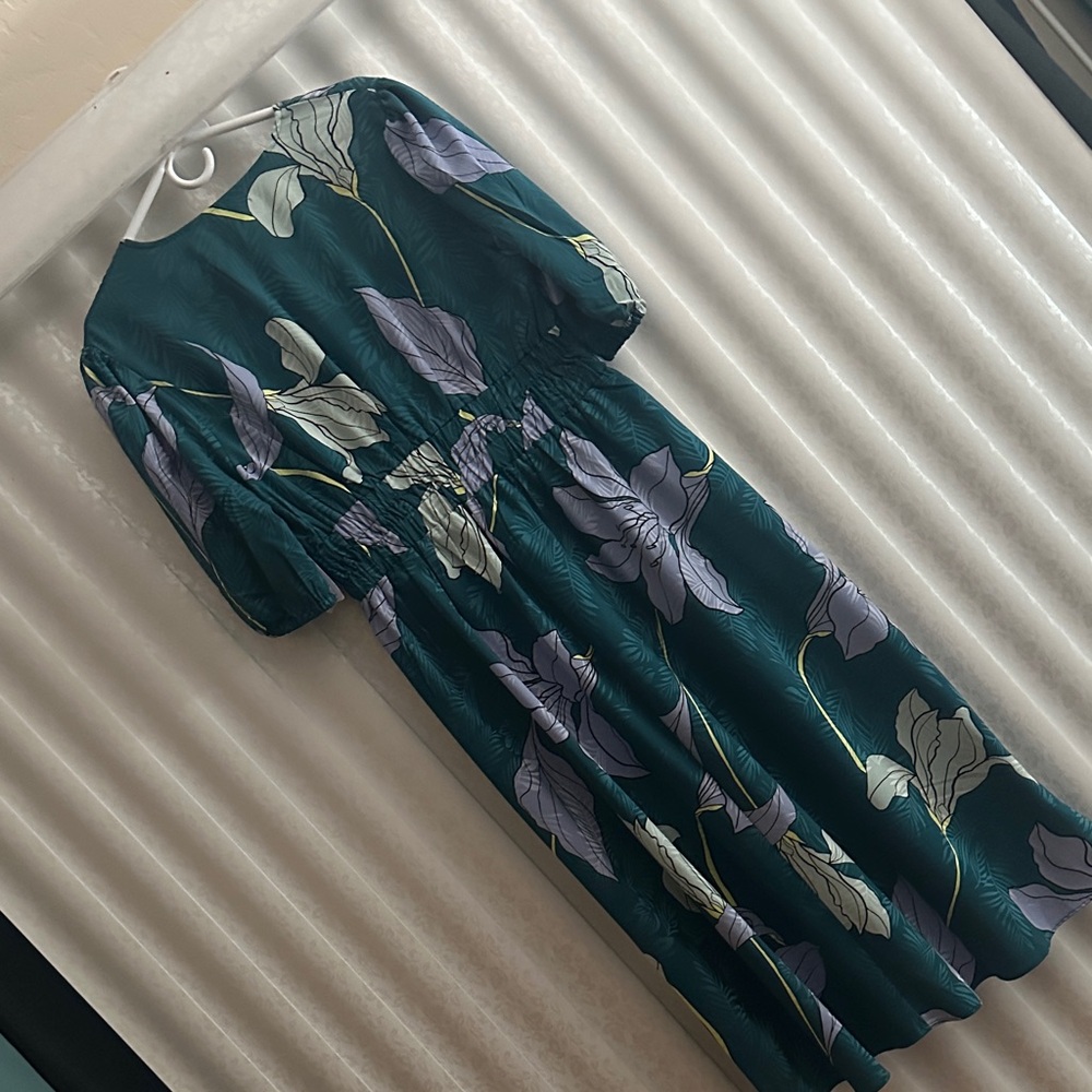 sofia by sofia vergara Teal Floral V-Neck Midi Dress - Picture 4 of 4